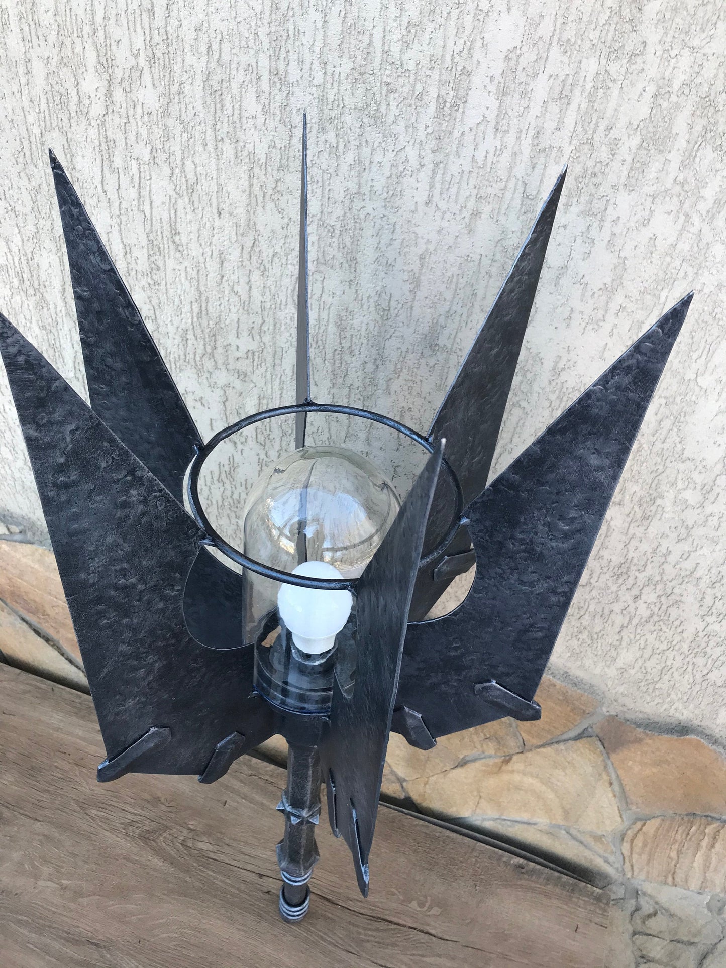 Wall sconce, Saurons mace, mace, sconce light, Sauron, hand forged mace, hand forged sconce, cosplay weapon, viking axe