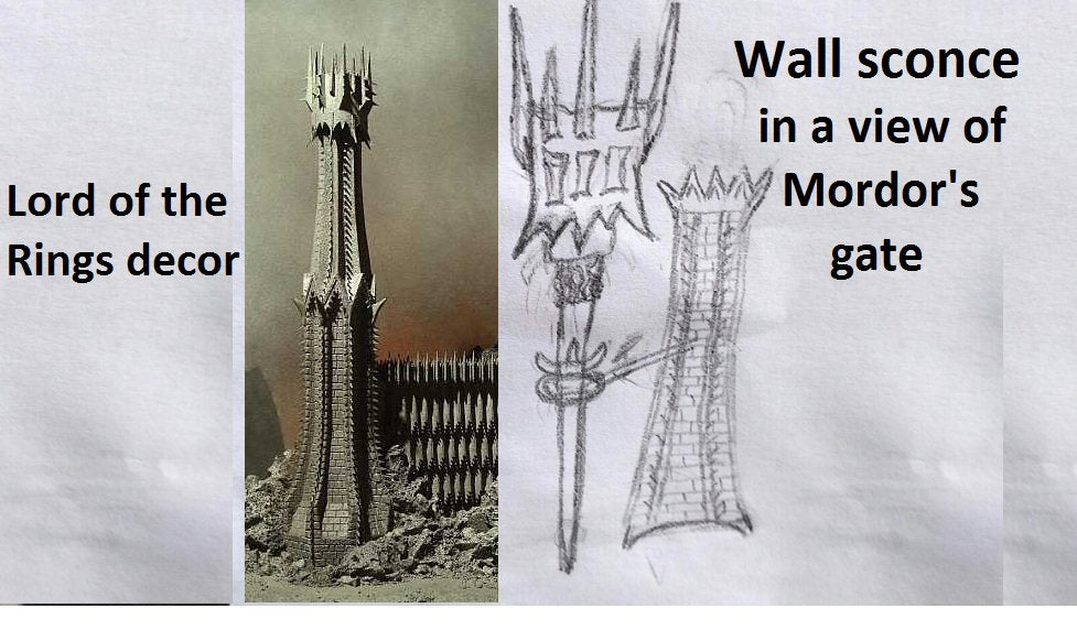 Wall sconce, Mordor, Gothic, sconce light, Sauron, Gandalf, Orchs, Middle Earth, Sauron Eye, medieval decor,Frodo, hobbit