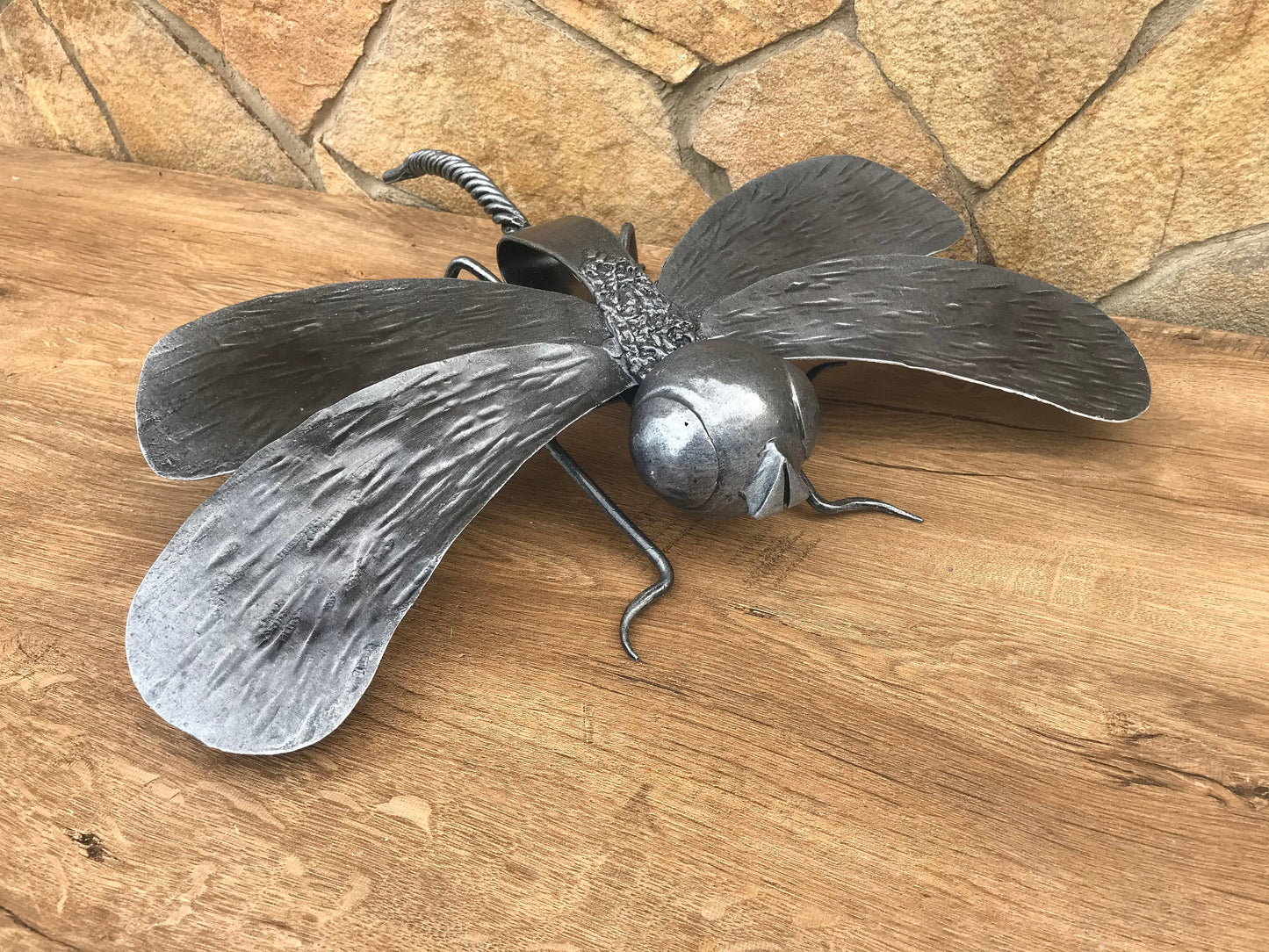 Hand forged dragonfly, dragonfly, iron gift, iron anniversary, insects, insect art, insect costume, outdoor gift, garden decor, yard art,axe