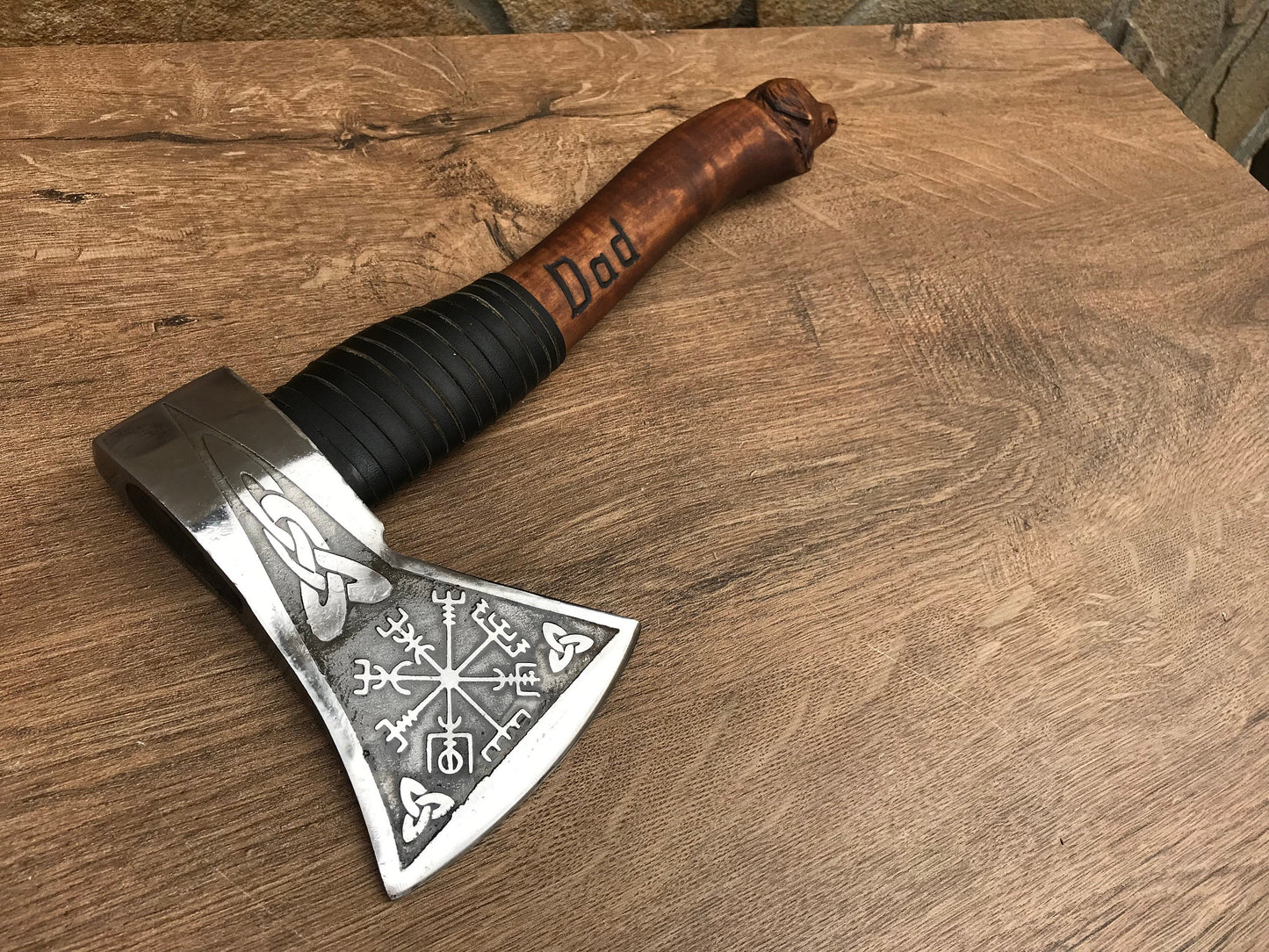Pet carved axe, viking axe, axe, pet lover gift, mens gifts, vegvisir, loss of pet, pet memorial, dog lover, passing pet, in memory of pet