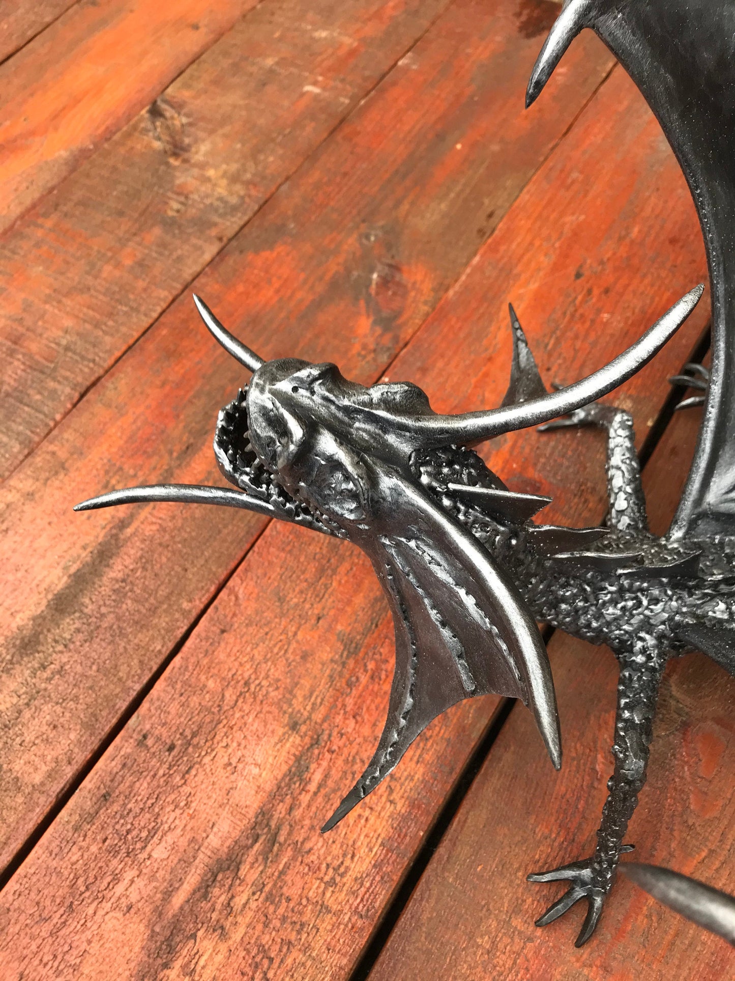 Dragon, hand forged dragon, metal dragon, dragon gift, dinosaur, medieval, castle, viking, prehistoric, artifact, Halloween, dragon decor