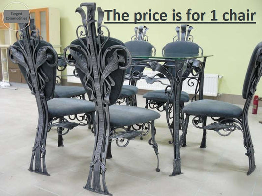 Chair, decorative chair, dining chair, kitchen chair, metal chair, hand forged chair, metal furniture, dining room decor, living room chair