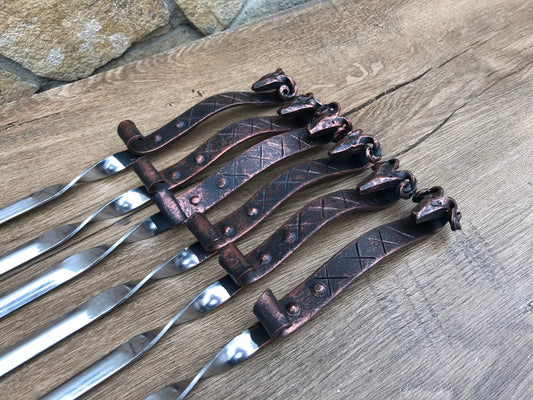 Skewers for grilling, hand forged skewers, stainless steel skewers, iron gifts, camping, kebab skewers,grilling set,grill utensils,BBQ tools