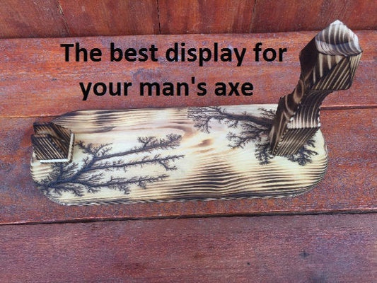 Axe holder, holder for axe, axe accessory, axe stand, axe display, axe hook, wooden gift, wooden anniversary, 5th anniversary, axe,mens gift