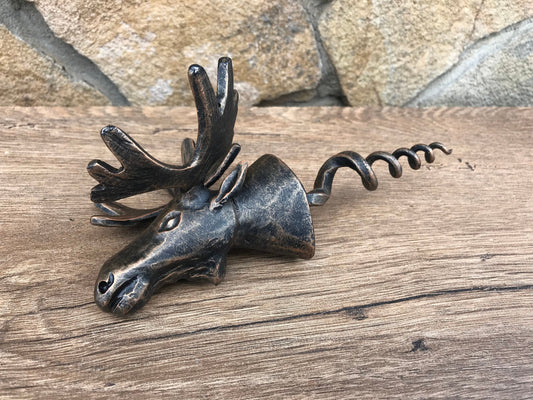 Corkscrew, cork screw, moose, antlers, moose decor, bottle opener, iron gift for him, wine lover gift, wine accessory, BBQ gift,kitchen gift