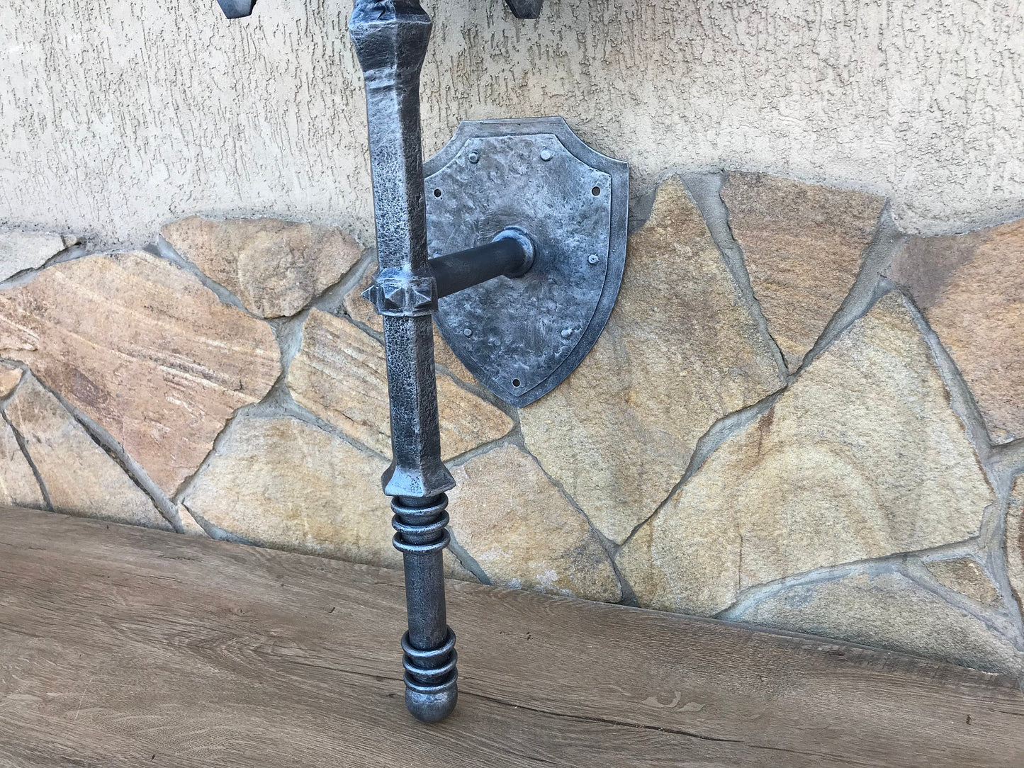 Wall sconce, Saurons mace, mace, sconce light, Sauron, hand forged mace, hand forged sconce, cosplay weapon, viking axe