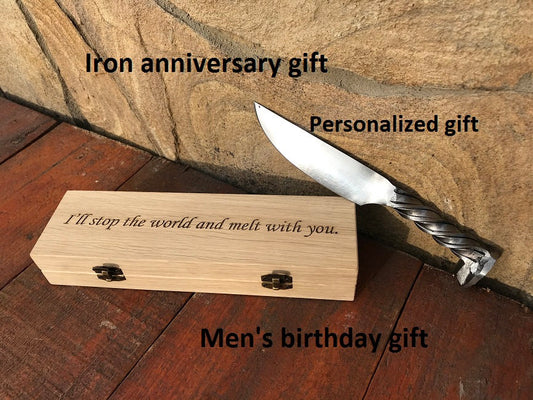 Personalized mens gift, knife gift, gift box, mens anniversary gift, mens birthday gift, railroad spike knife, retirement gift, mens gift