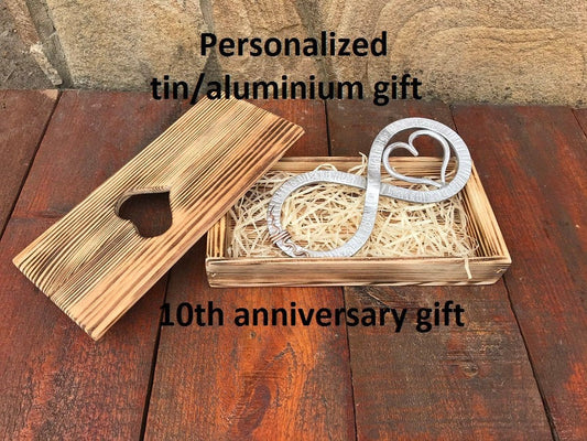 Tin anniversary, gift box, personalized gift, 10th anniversary, 10 year anniversary, anniversary gift, 10th wedding, aluminium gift,tin gift