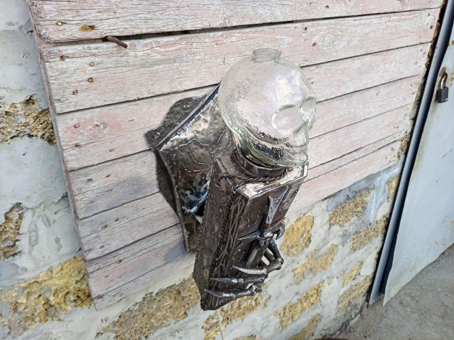 Skull sconce, horror light, wall sconce, scary, coffin, skeleton, zombie, Halloween, creepy lamp, Gothic, castle sconce, Day of the Dead