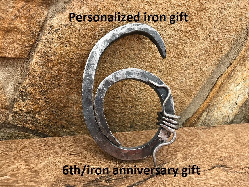 Hand forged six, forged gifts, iron six, metal six, 6th anniversary gift, iron anniversary gift, 6 year anniversary,iron gift,iron gift idea