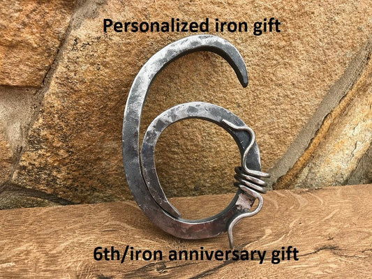 Hand forged six, forged gifts, iron six, metal six, 6th anniversary gift, iron anniversary gift, 6 year anniversary,iron gift,iron gift idea