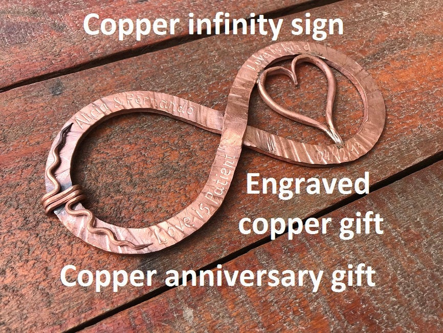 Copper anniversary gift, 7 year anniversary, copper gift,copper infinity sign,infinity sign,infinity sign decor,infinity art,7th anniversary