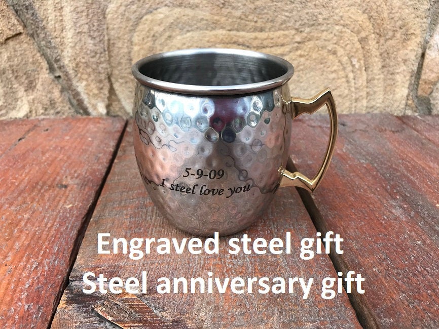 Cup, mug, tee cup, steel gift, beer tankard, beer stein, 11th anniversary, 11 year anniversary, steel anniversary, drinkware,beverage,coffee