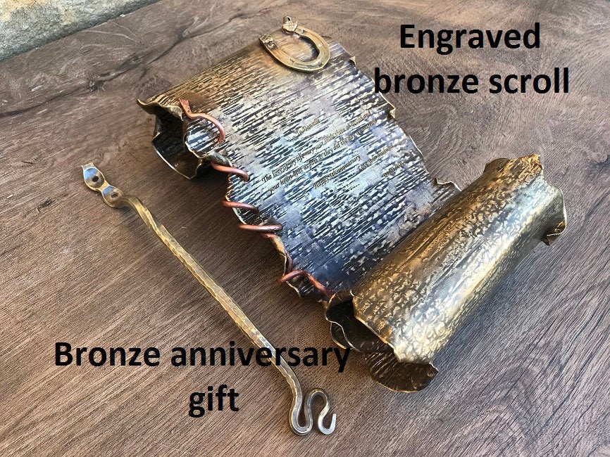 8th anniversary, bronze scroll, bronze anniversary gifts for men, 19th anniversary, bronze gifts, bronze gift for him, bronze gift for men
