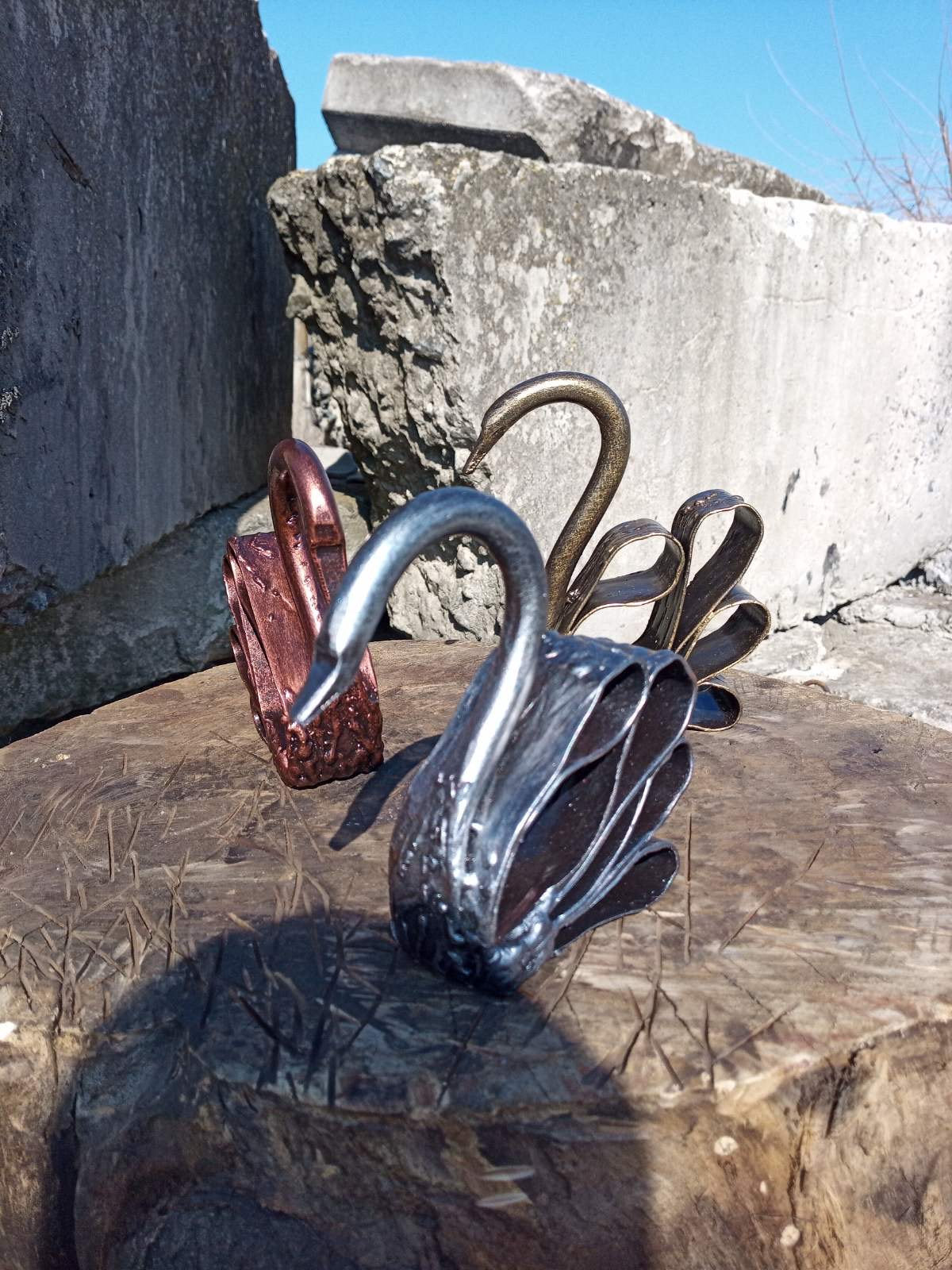 Hand forged swans, iron bird, iron anniversary, party decor, anniversary gift, birthday gift, Christmas gift,iron gift,metal bird,lake decor