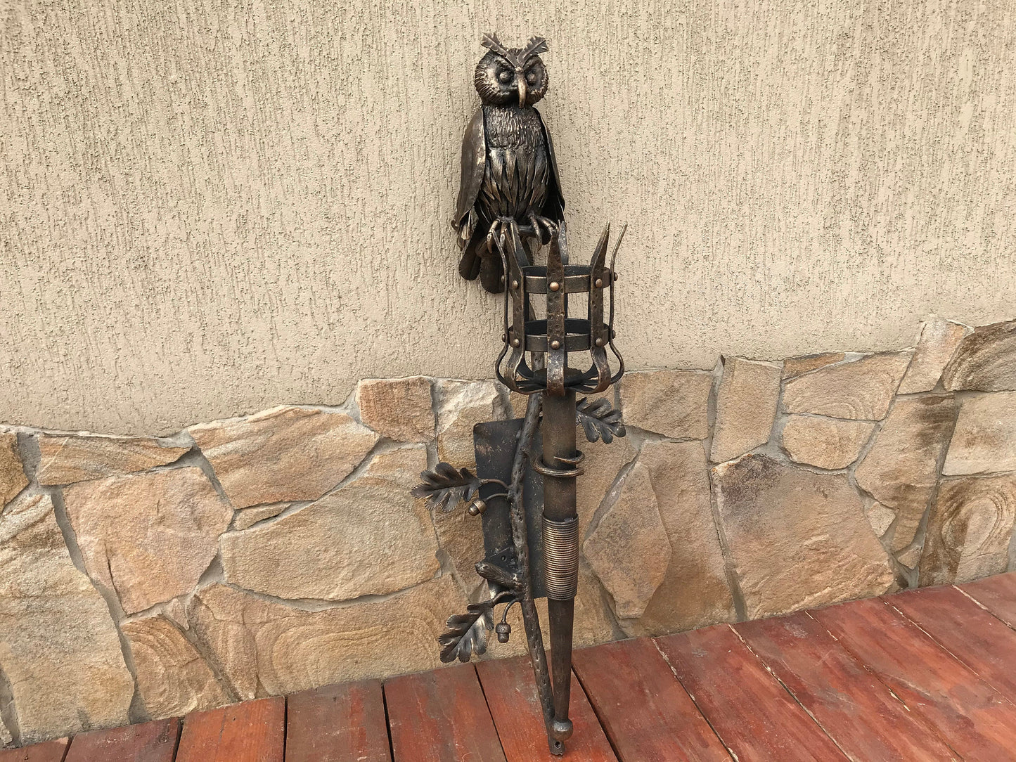 Medieval sconce, castle decor, iron anniversary, wall sconce,viking sconce,Christmas gift,castle gift,medieval gift,owl decor,medieval torch