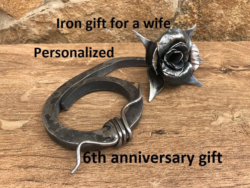 6th anniversary gift, hand forged six,iron rose,forged gifts,iron six,metal six,iron anniversary,6 year anniversary,iron gift,iron gift idea