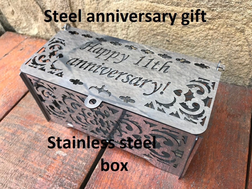11th anniversary gift, steel anniversary gift, steel anniversary, eleventh anniversary, steel box, steel gift idea, steel casket,jewelry box