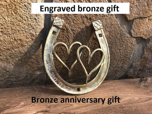 Bronze anniversary gift, bronze gifts, 8 year gifts, 8th anniversary gift, bronze horseshoe, anniversary gift,bronze gift idea,bronze hearts