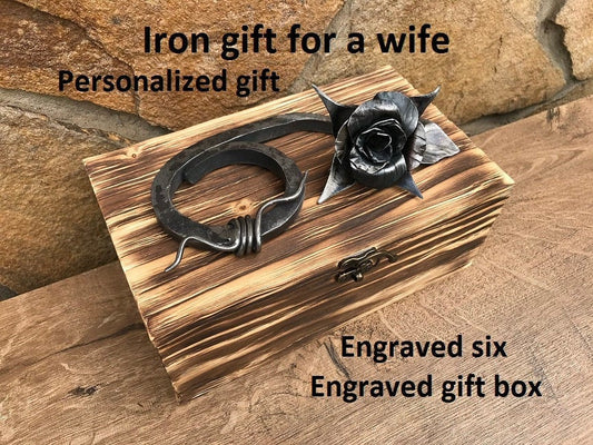 iron anniversary, 6th anniversary gift,hand forged six,iron rose,forged gifts,iron six,metal six,6 year anniversary,iron gift,iron gift idea