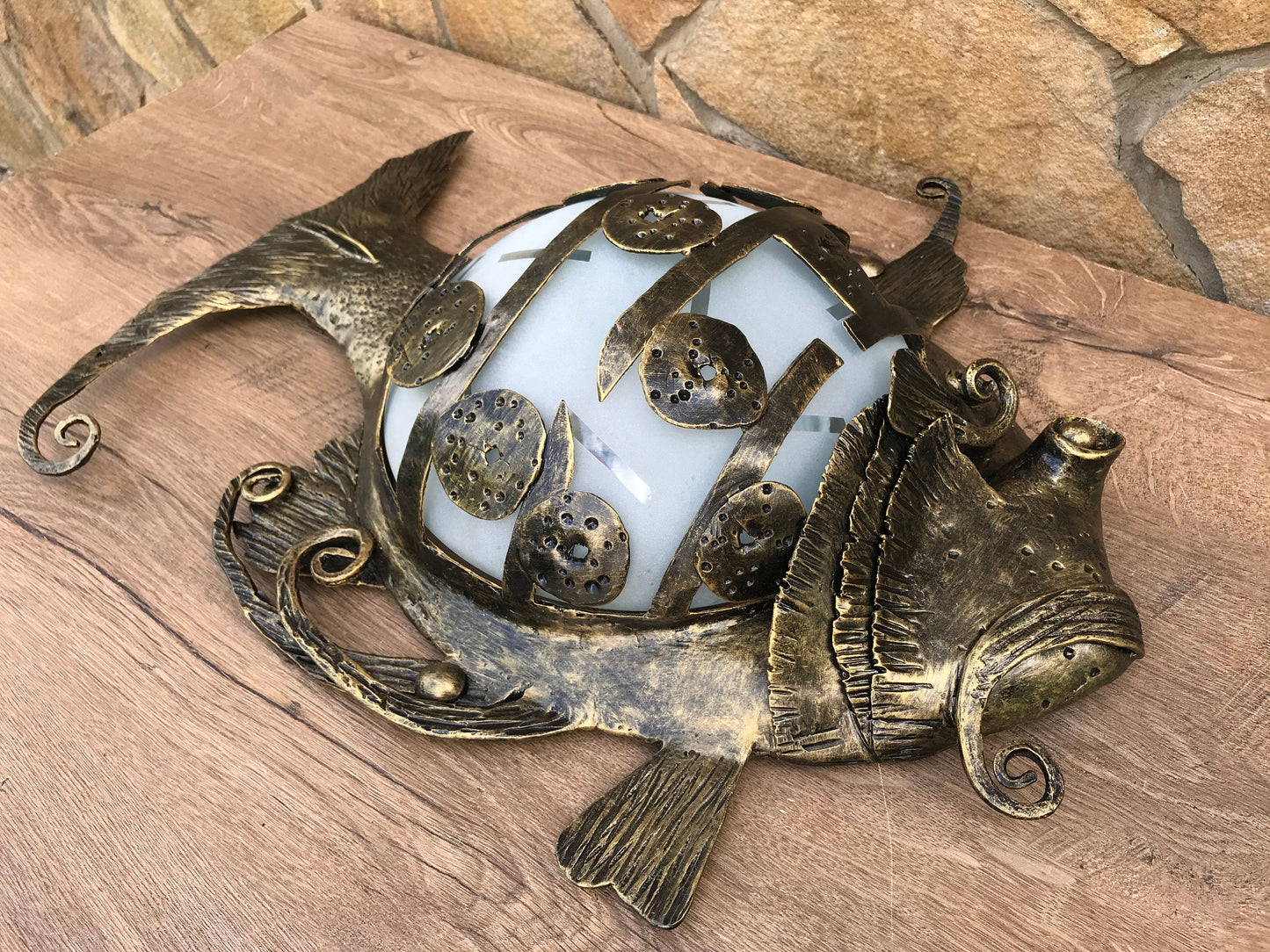Wall sconce, fish themed gifts, fish light, sconce, wall lantern, fish art, costal decor,sea gift,ocean gift,beach decor,hand forged lantern