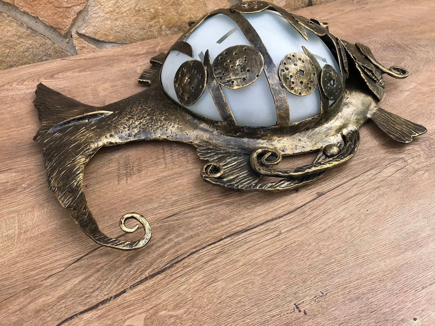 Wall sconce, fish themed gifts, fish light, sconce, wall lantern, fish art, costal decor,sea gift,ocean gift,beach decor,hand forged lantern
