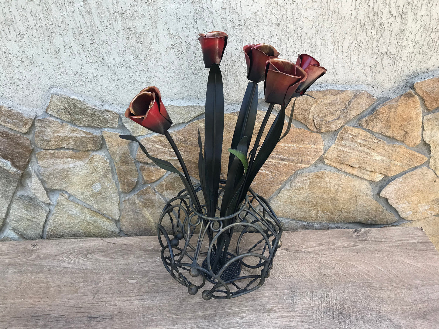 11th anniversary, steel wedding, 11th, 11th year wedding gift, metal bouquet, wedding gift for her, metal tulips, wrought iron tulips