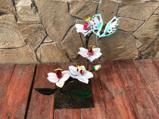 Metal orchid, hand forged orchid, orchid gift, orchid stand, orchid flower, gift for wife, iron orchid, orchid art, garden decor, yard art