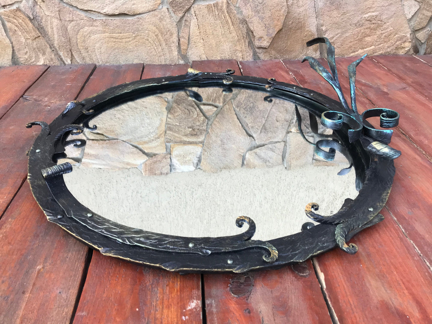 Hand forged mirror, mirror, 6th anniversary gift, iron gift for her, mirror frame, iron frame, iron gifts,wall mirror,metal artwork,interior