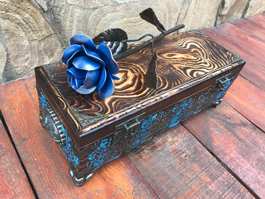 Steel gift, steel anniversary gift, 11th anniversary, wooden anniversary, 5th anniversary, wedding anniversary, steel rose, gift box, rose