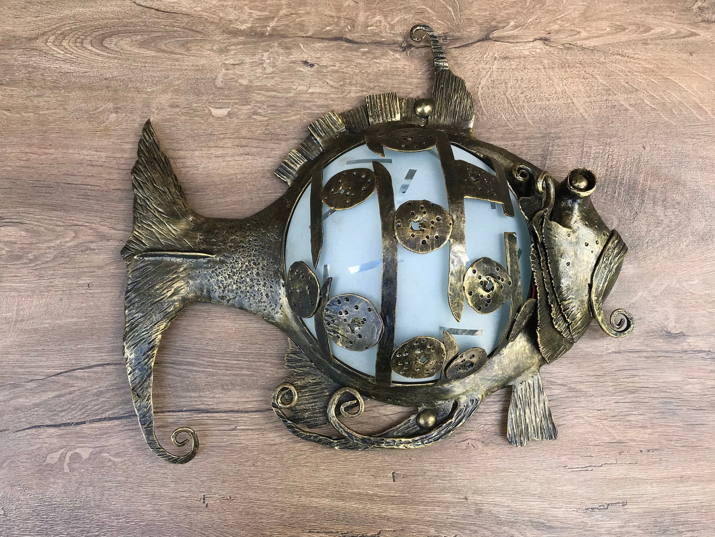 Wall sconce, fish themed gifts, fish light, sconce, wall lantern, fish art, costal decor,sea gift,ocean gift,beach decor,hand forged lantern