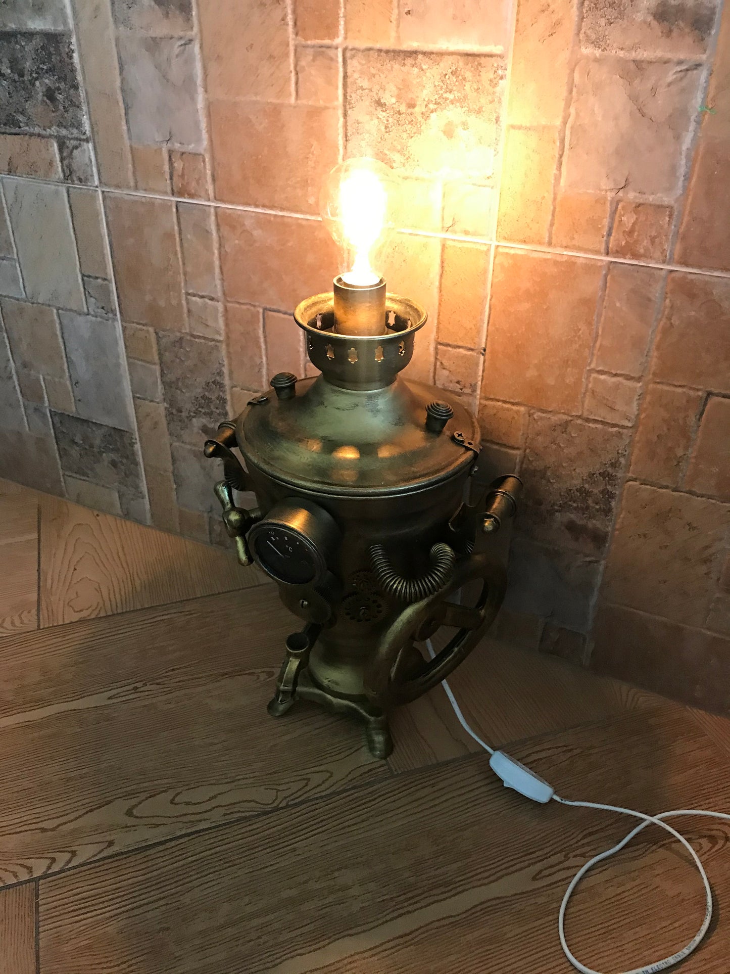 Steampunk lamp, samovar, industrial lamp, loft lamp, loft lamp idea, antique decor, steampunk lantern, Edison vintage lamp, vintage lamp