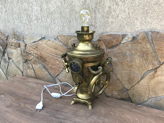 Steampunk lamp, samovar, industrial lamp, loft lamp, loft lamp idea, antique decor, steampunk lantern, Edison vintage lamp, vintage lamp