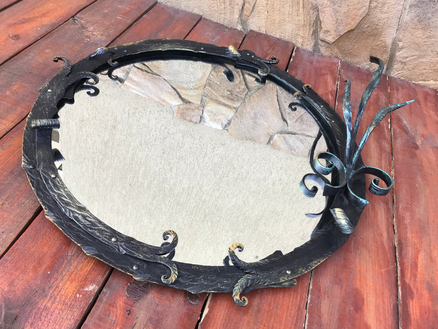 Hand forged mirror, mirror, 6th anniversary gift, iron gift for her, mirror frame, iron frame, iron gifts,wall mirror,metal artwork,interior