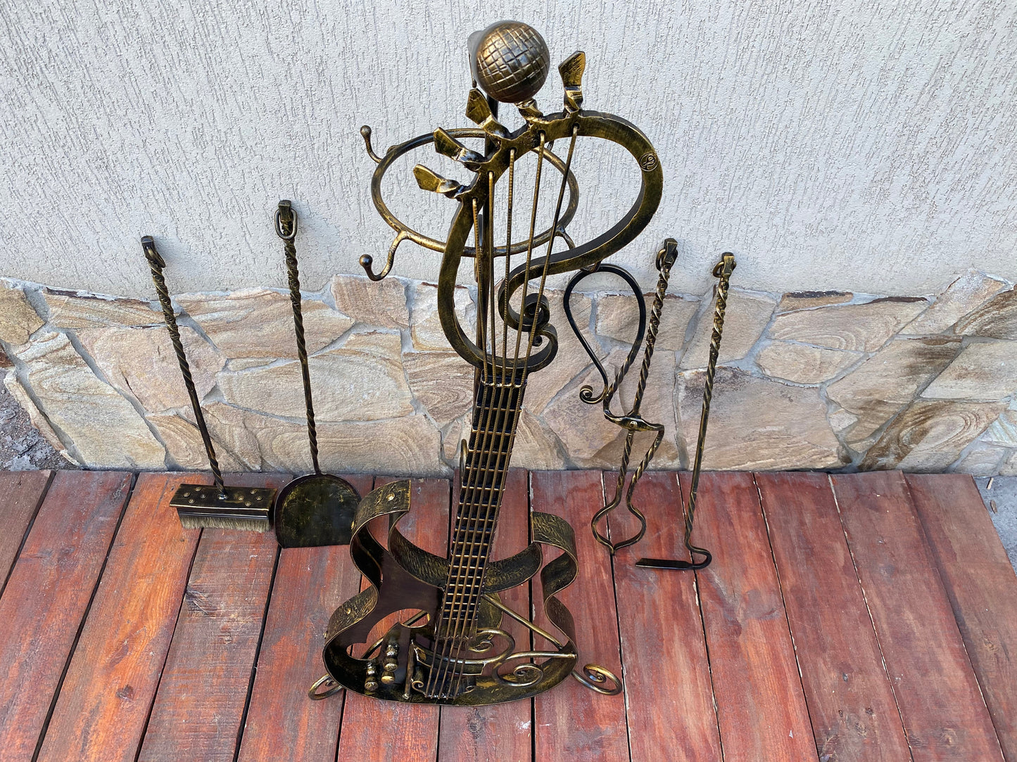 Fireplace tools, fire poker, fireplace decor, guitar, fireplace, music gift, iron gift, anniversary gift, birthday gift, music lover, axe