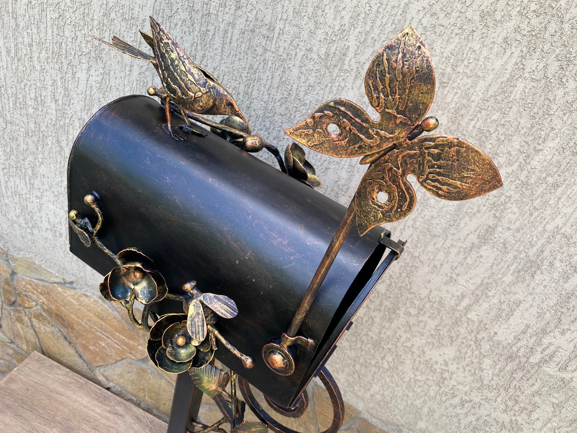 Mailbox, mail box, orchid, bird, floral decor, newlyweds gift, wedding, Christmas, gift for mom, iron gift, anniversary gift, birthday gift