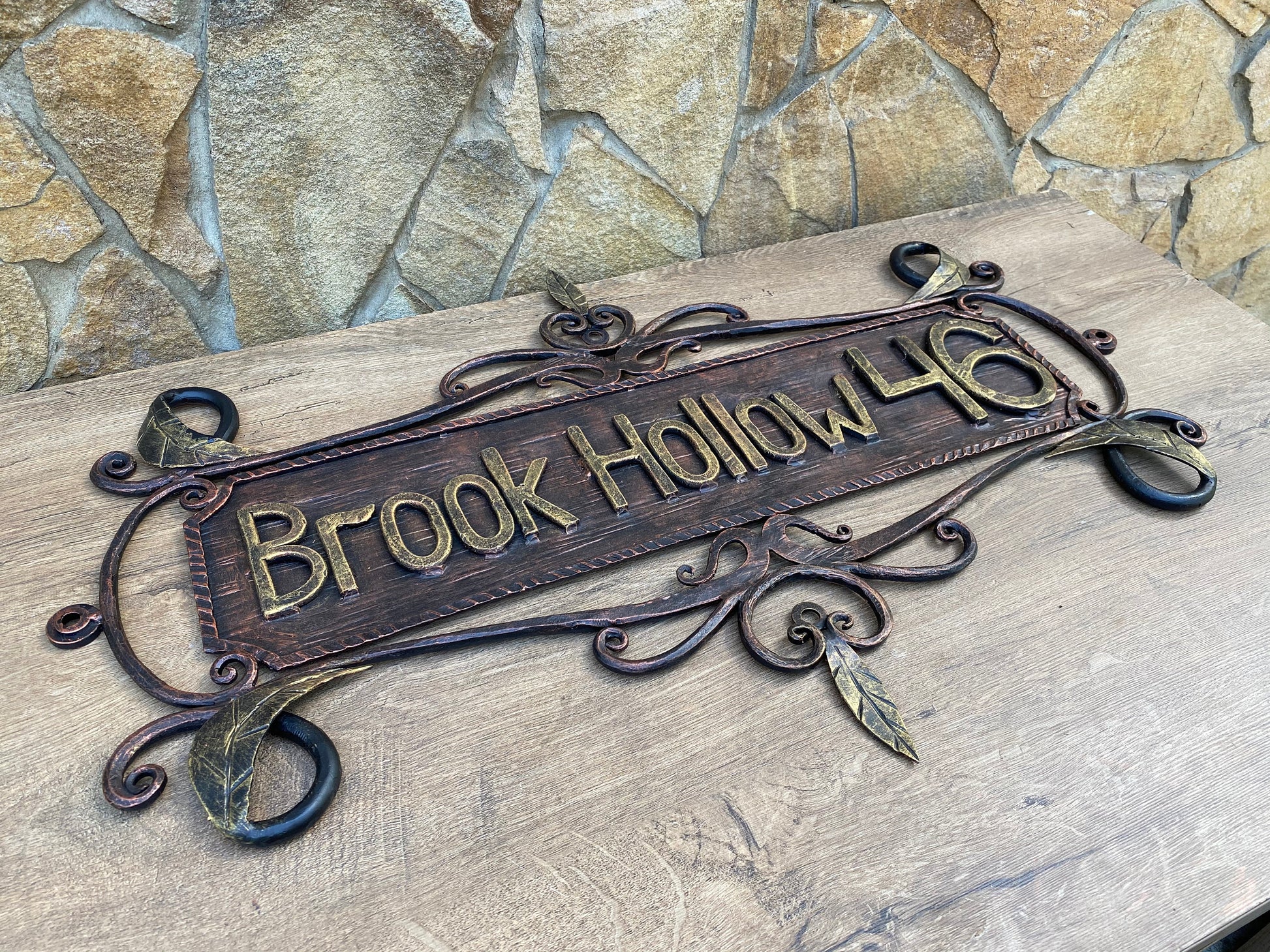 Address sign, house number sign, house number plaque, house numbers, street decor, iron gift, iron anniversary, wall decor, wall sconce, axe