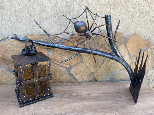 Wall sconce, forest theme, spider, lantern, fairy lantern, magic light, birthday gift, Christmas gift, party decor, porch lamp, sculpture