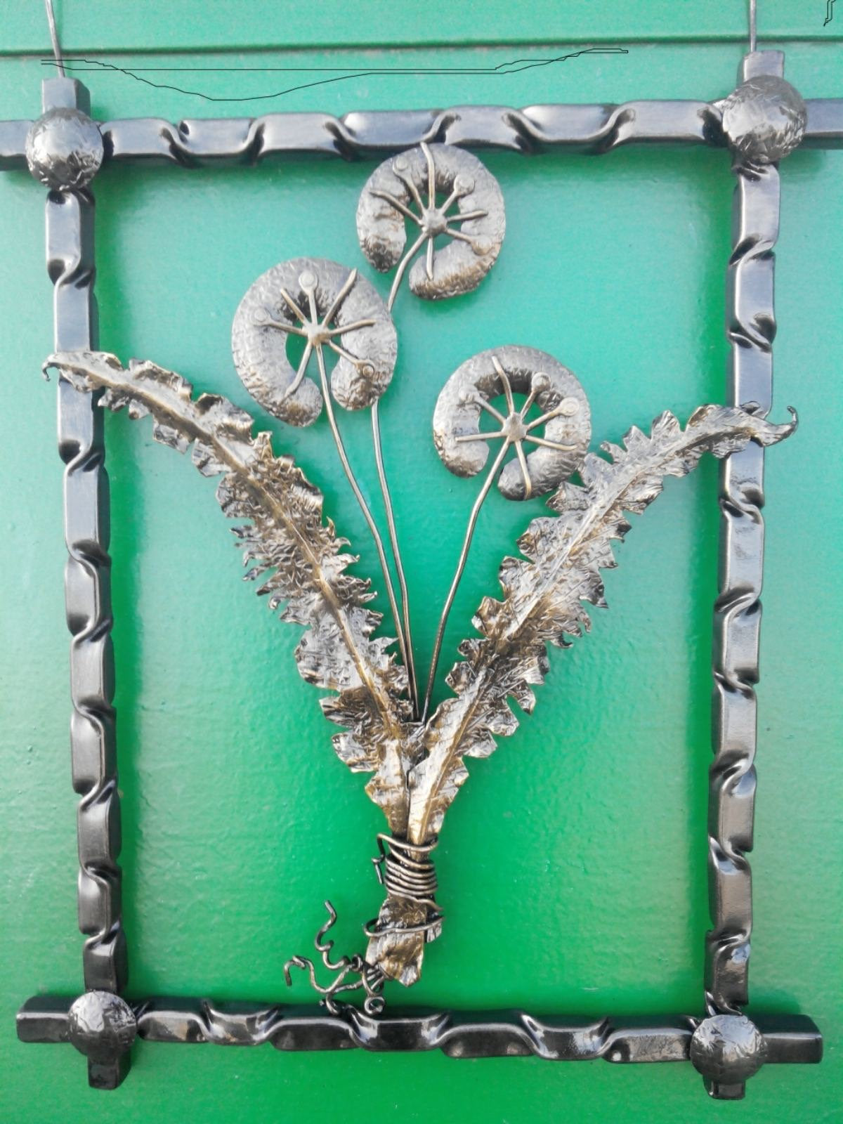Dandelion, floral decor, 6th anniversary, metal painting, metal flower, hand forged flower, rose, wedding flower, anniversary gift,iron gift