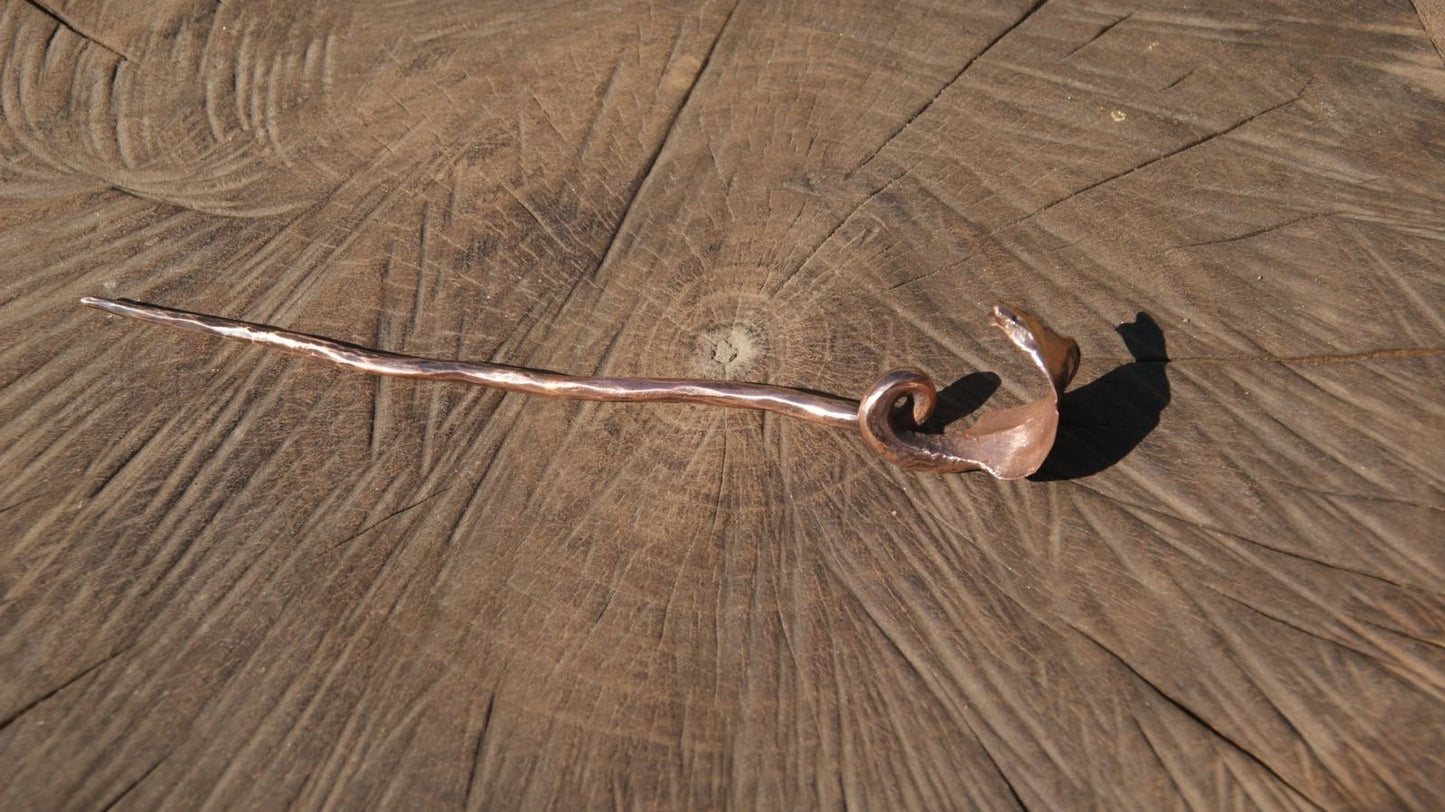 Copper gift, copper hair pin, copper anniversary, hair clip, snake, cobra, hair barrette, bun holder, copper jewelry, hair pin, hair stick