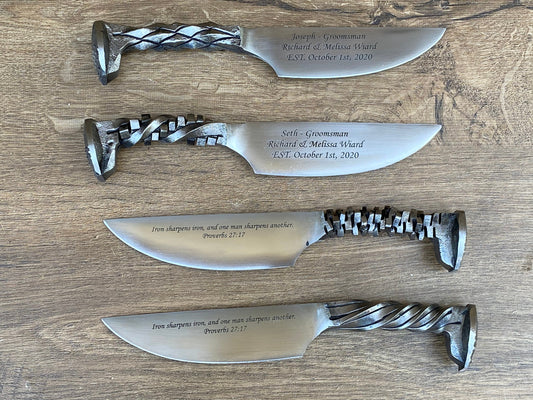 Groomsmen gift set, railroad spike knife, groomsman gift, wedding gift, best man gift, gift for groom, gift for groomsmen, bridesmaid gift