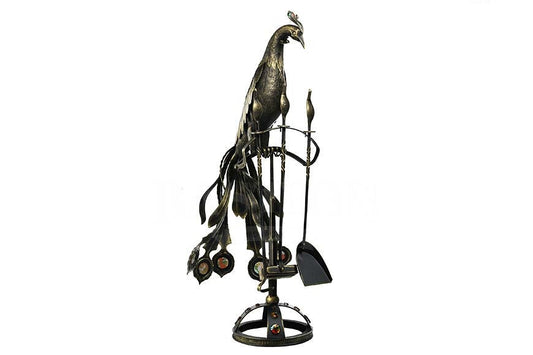 Fireplace tool set, fireplace, Christmas, bird decor, iron gift, peacock, gift for mom, gift for dad, birthday, anniversary, firewood holder