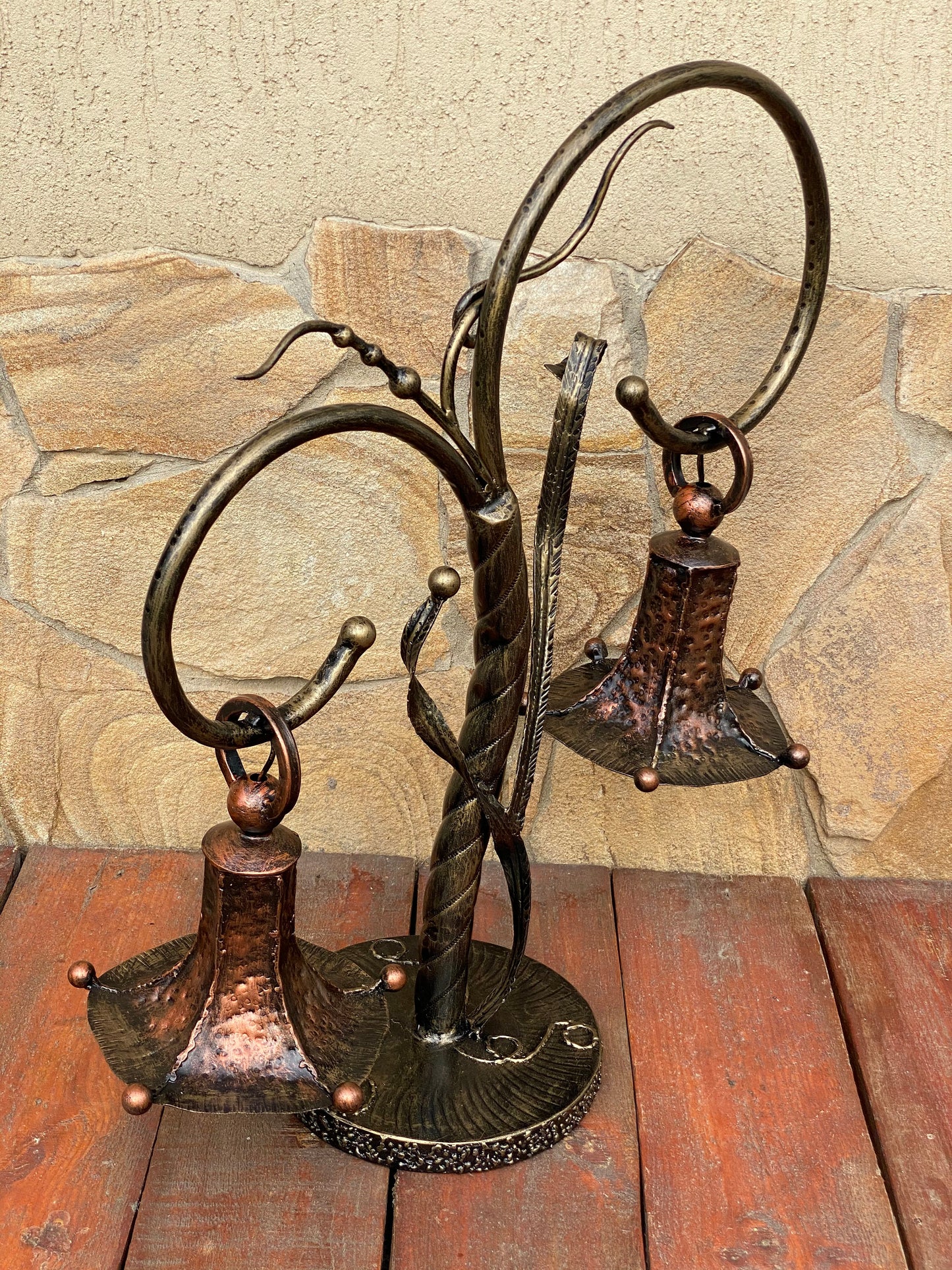 Fairy lamp, table lamp, night lamp, hand forged lamp, fairy light, anniversary gift, iron gift, bell, Christmas gift, wall sconce, wreath