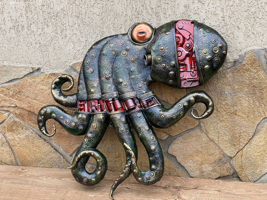 Steampunk octopus, octopus, steampunk, ocean decor, costal decor, iron gift,  sculpture, junk art, steampunk decor, animal, Christmas