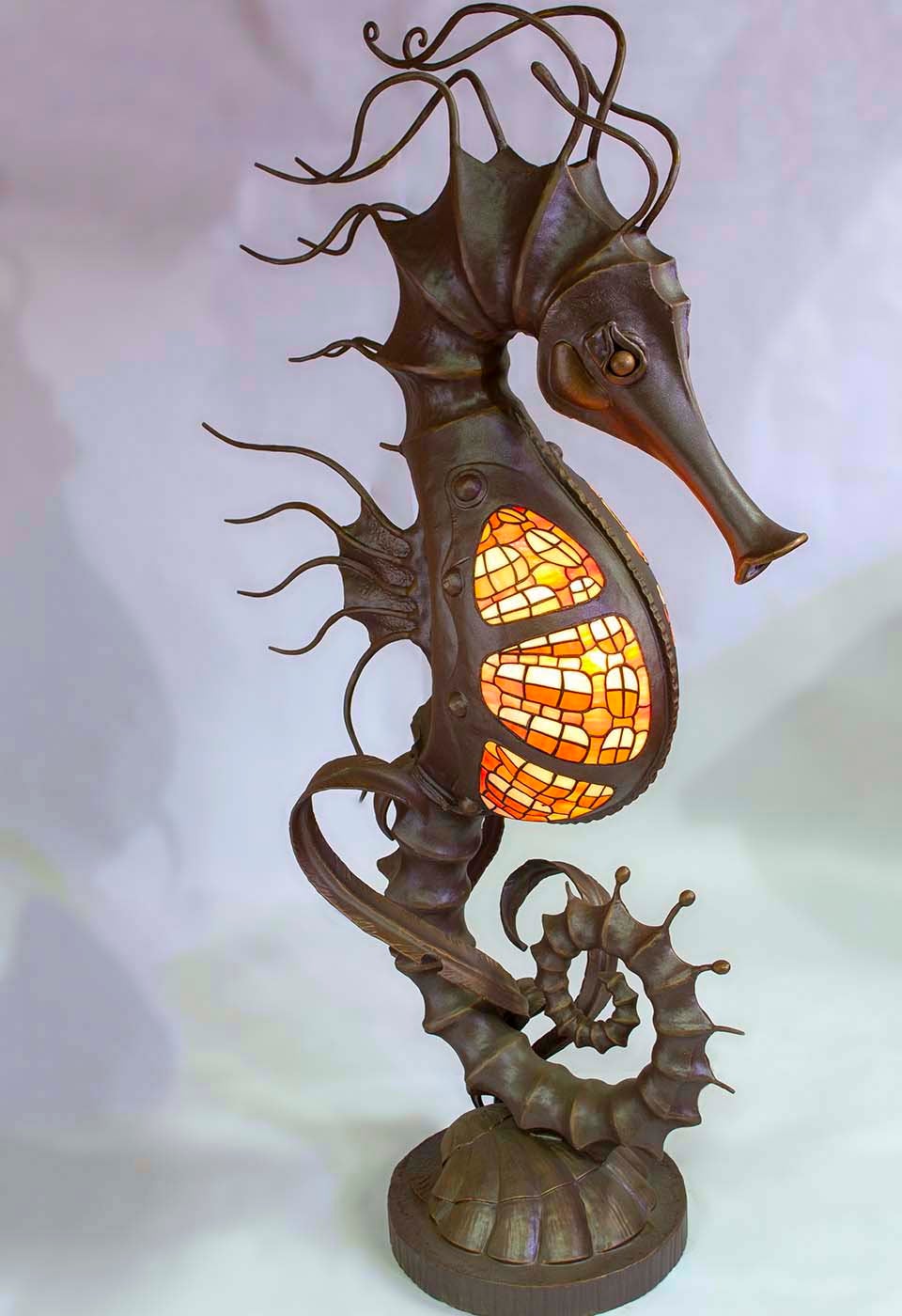 Floor lantern, floor lamp, garden lantern, terrace, garden, seahorse, fairy lantern, torch, sea decor, wild nature, iron gift, steel gift