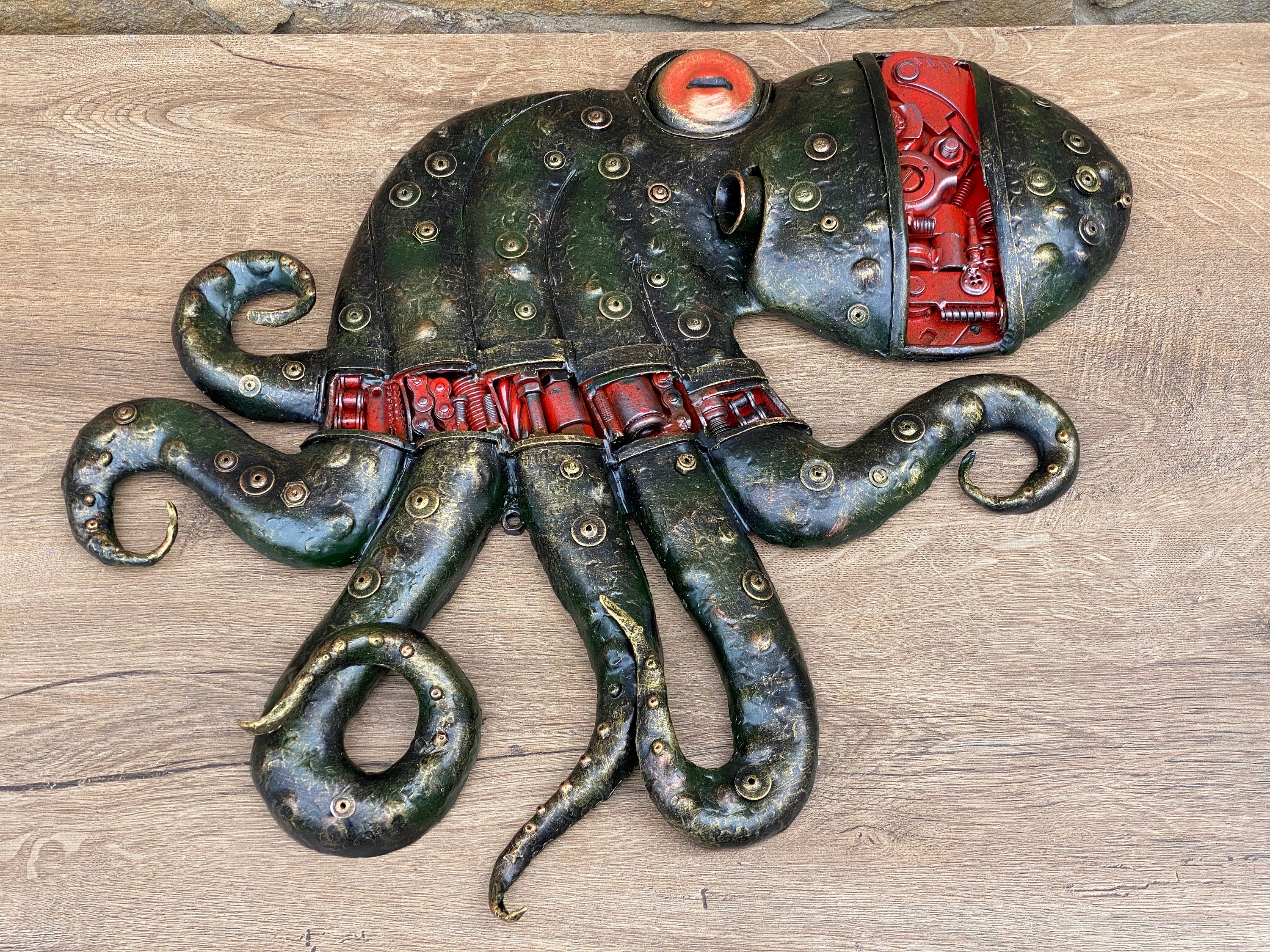 Steampunk octopus, octopus, steampunk, ocean decor, costal decor, iron –  ForgedCommodities