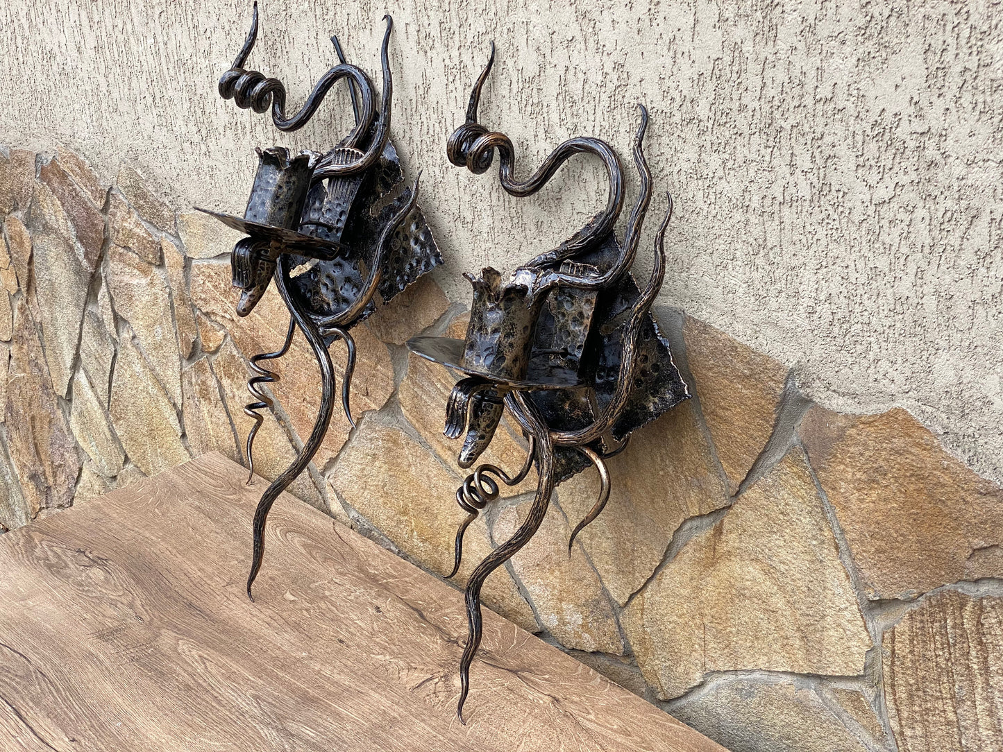 Wall sconce, iron gift, candle holder, Christmas, anniversary, birthday, sconce, medieval, viking, wedding gift, newlyweds gift, dads gift