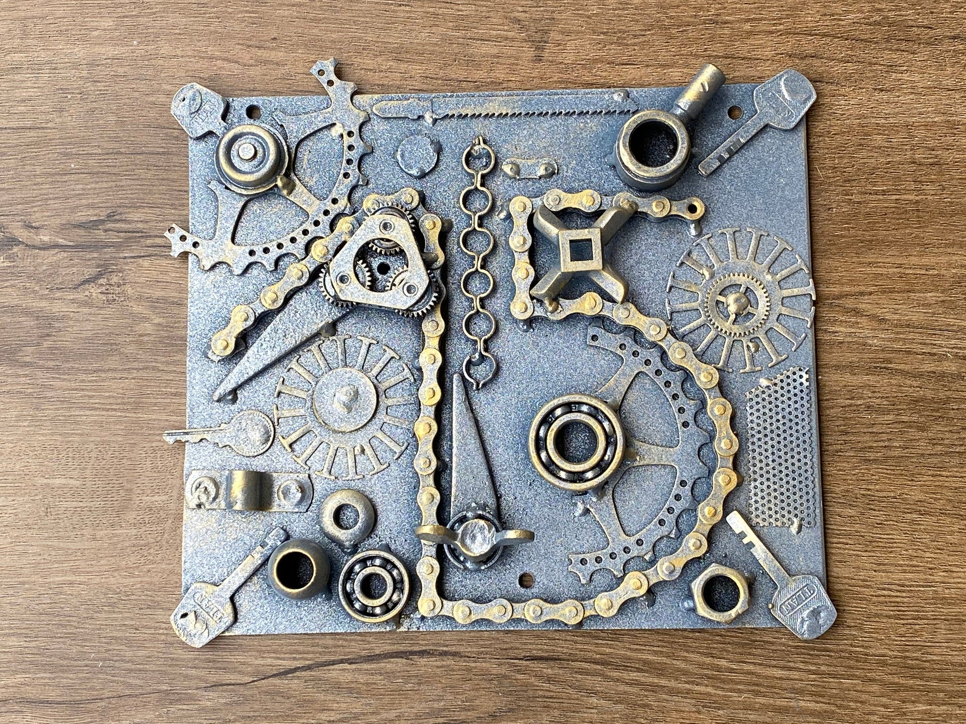 Steampunk plate, steampunk plaque, steampunk sign, mailbox, house number plaque, industrial decor, house numbers, metal numbers, sign,plaque