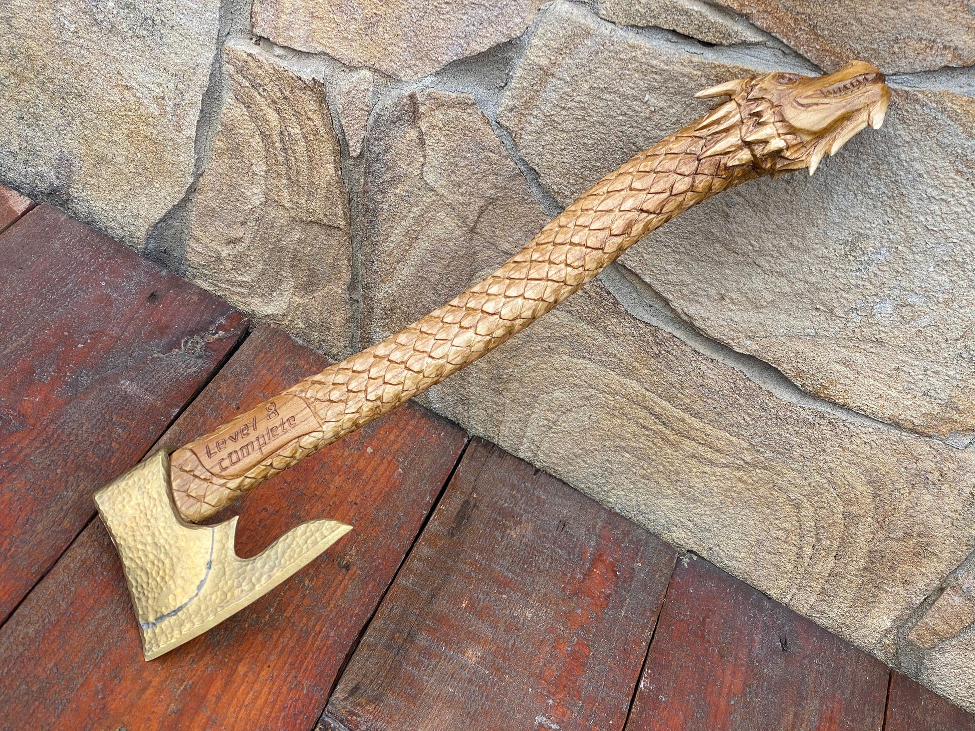 Bronze axe, Smaug, dragon, bronze anniversary, Hobbit, bronze gift, 8th anniversary, Lord of the Ring, medieval, dragon Smaug, wooden gift