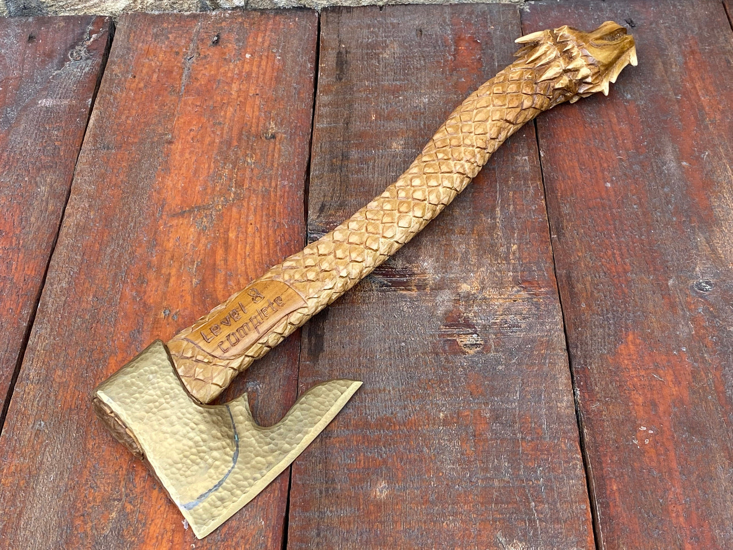 Bronze axe, Smaug, dragon, bronze anniversary, Hobbit, bronze gift, 8th anniversary, Lord of the Ring, medieval, dragon Smaug, wooden gift